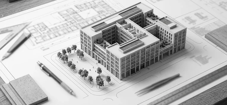 مخطط معماري وإظهار للتصميم 